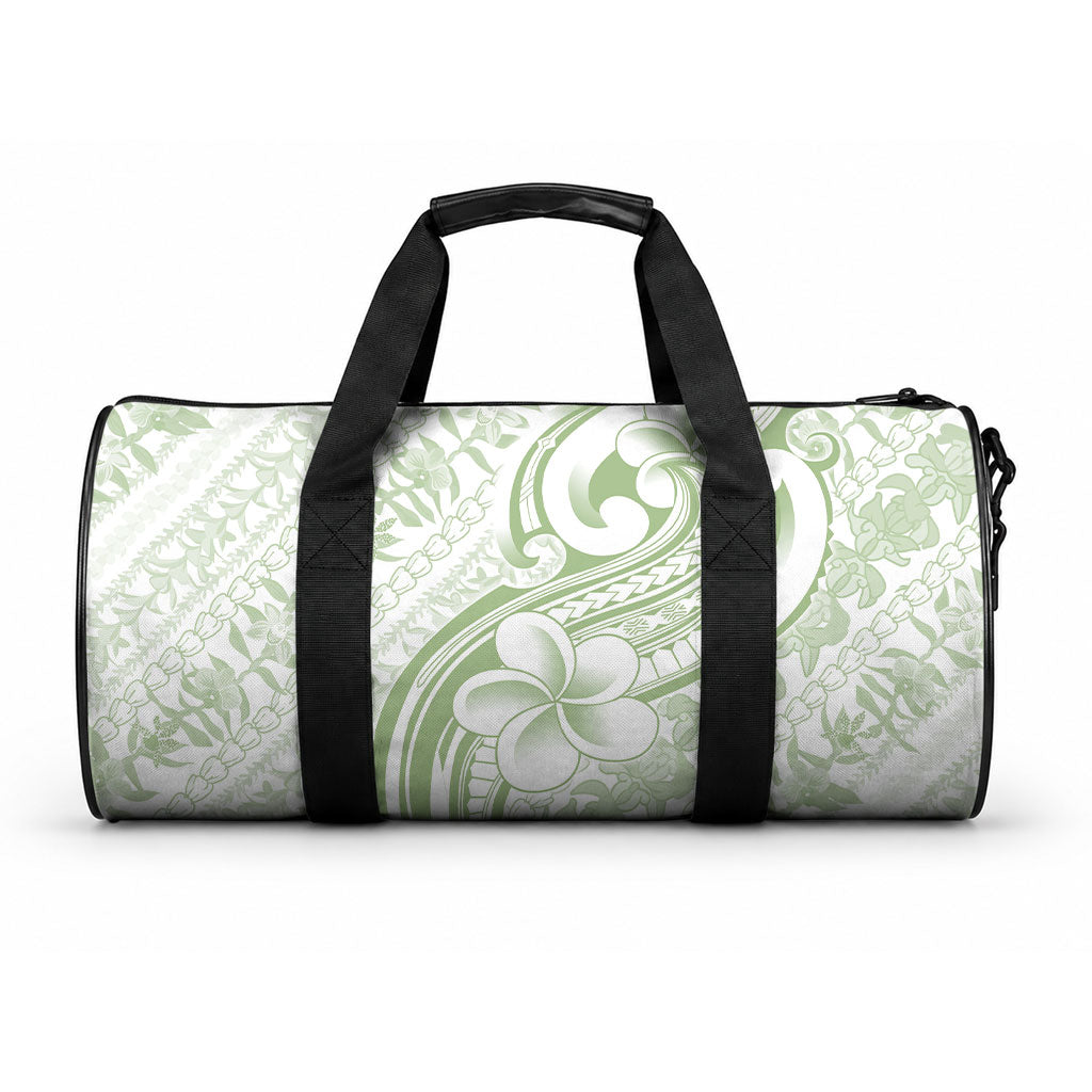 Hawaii Plumeria Lokelani Pikake Lei Duffle Bag Oma'oma'o Polynesian Tattoo LT9 One size Green - Polynesian Pride