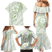 Hawaii Plumeria Lokelani Pikake Lei Family Matching Mermaid Dress and Hawaiian Shirt Oma'oma'o Polynesian Tattoo LT9 - Polynesian Pride