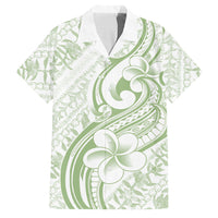 Hawaii Plumeria Lokelani Pikake Lei Family Matching Puletasi and Hawaiian Shirt Oma'oma'o Polynesian Tattoo LT9 Dad's Shirt - Short Sleeve Green - Polynesian Pride