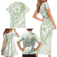 Hawaii Plumeria Lokelani Pikake Lei Family Matching Short Sleeve Bodycon Dress and Hawaiian Shirt Oma'oma'o Polynesian Tattoo LT9 - Polynesian Pride