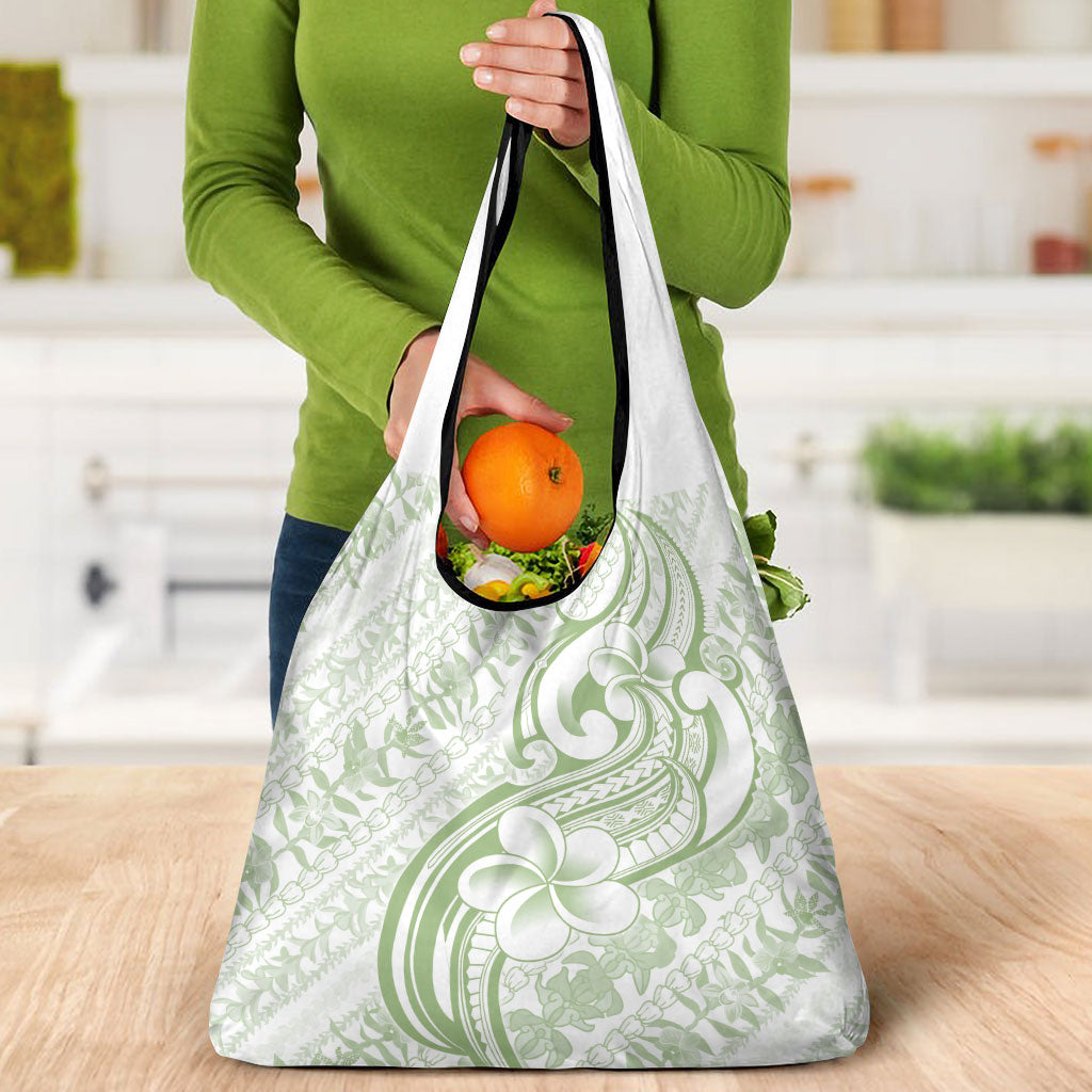 Hawaii Plumeria Lokelani Pikake Lei Grocery Bag Oma'oma'o Polynesian Tattoo