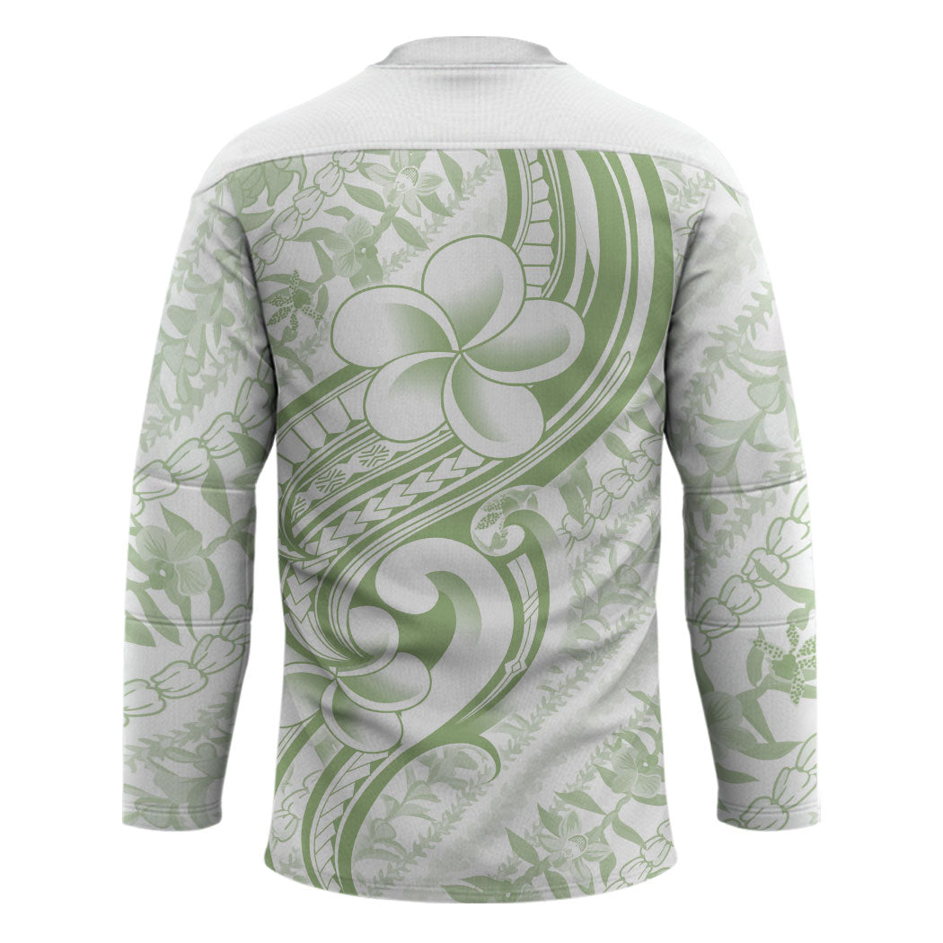 Hawaii Plumeria Lokelani Pikake Lei Hockey Jersey Oma'oma'o Polynesian Tattoo