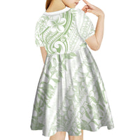Hawaii Plumeria Lokelani Pikake Lei Kid Short Sleeve Dress Oma'oma'o Polynesian Tattoo