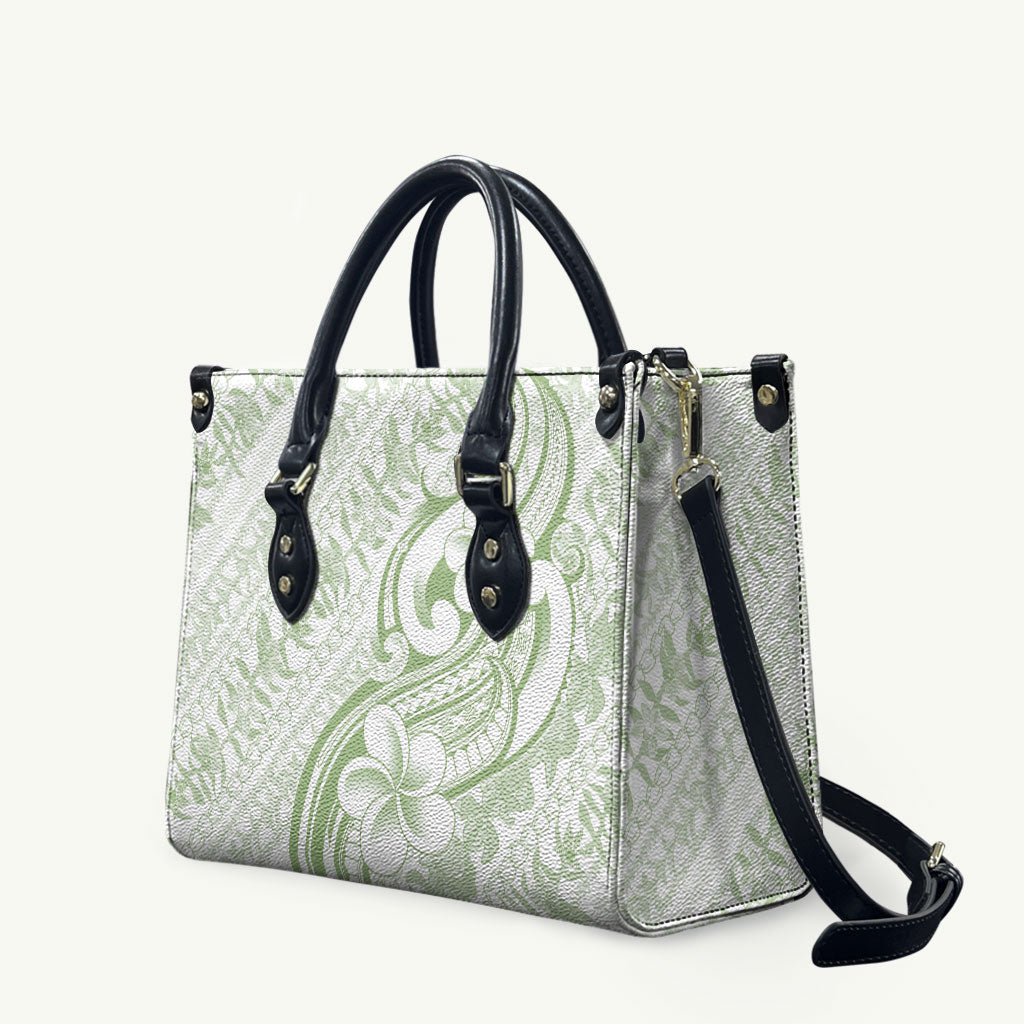 Hawaii Plumeria Lokelani Pikake Lei Leather Bag Oma'oma'o Polynesian Tattoo