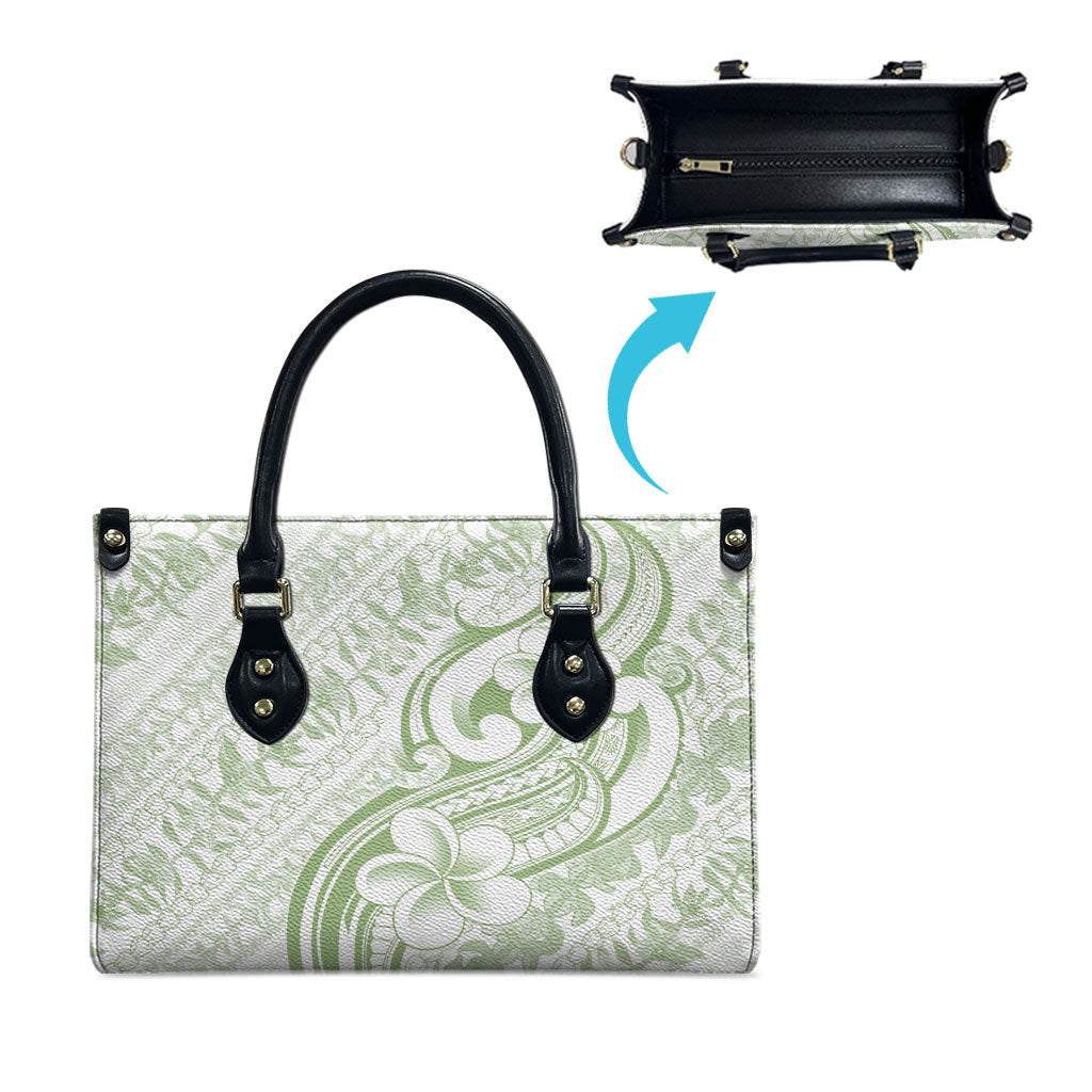 Hawaii Plumeria Lokelani Pikake Lei Leather Bag Oma'oma'o Polynesian Tattoo