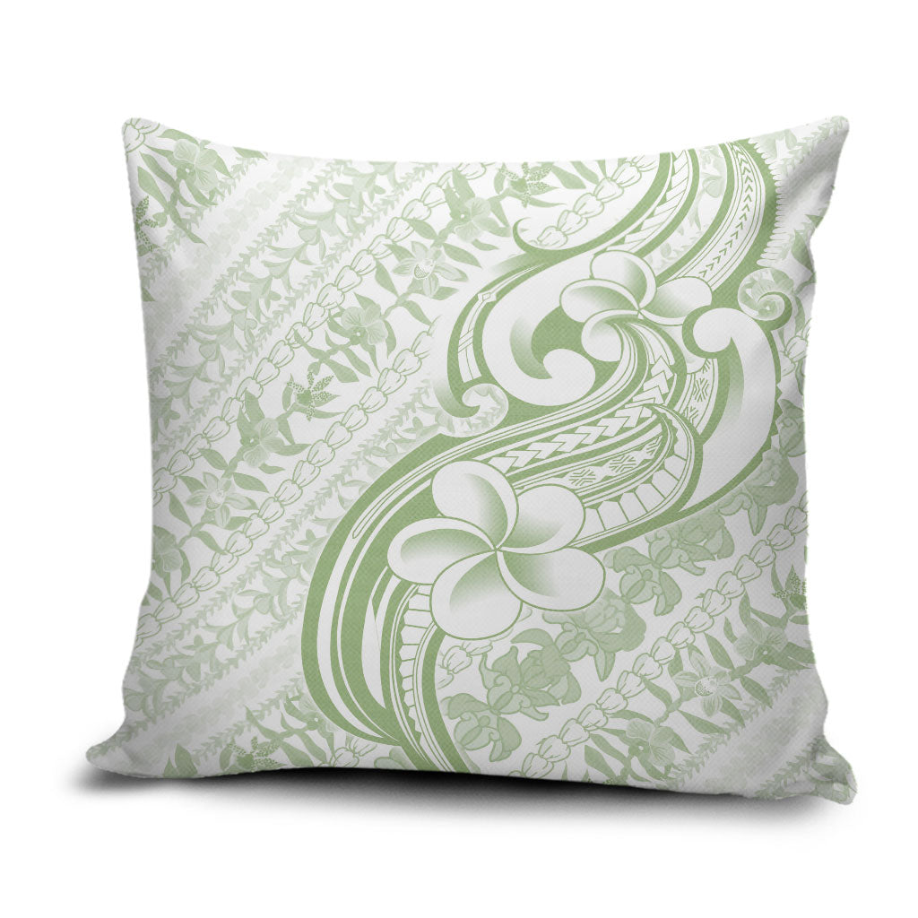 Hawaii Plumeria Lokelani Pikake Lei Pillow Cover Oma'oma'o Polynesian Tattoo LT9 Green - Polynesian Pride