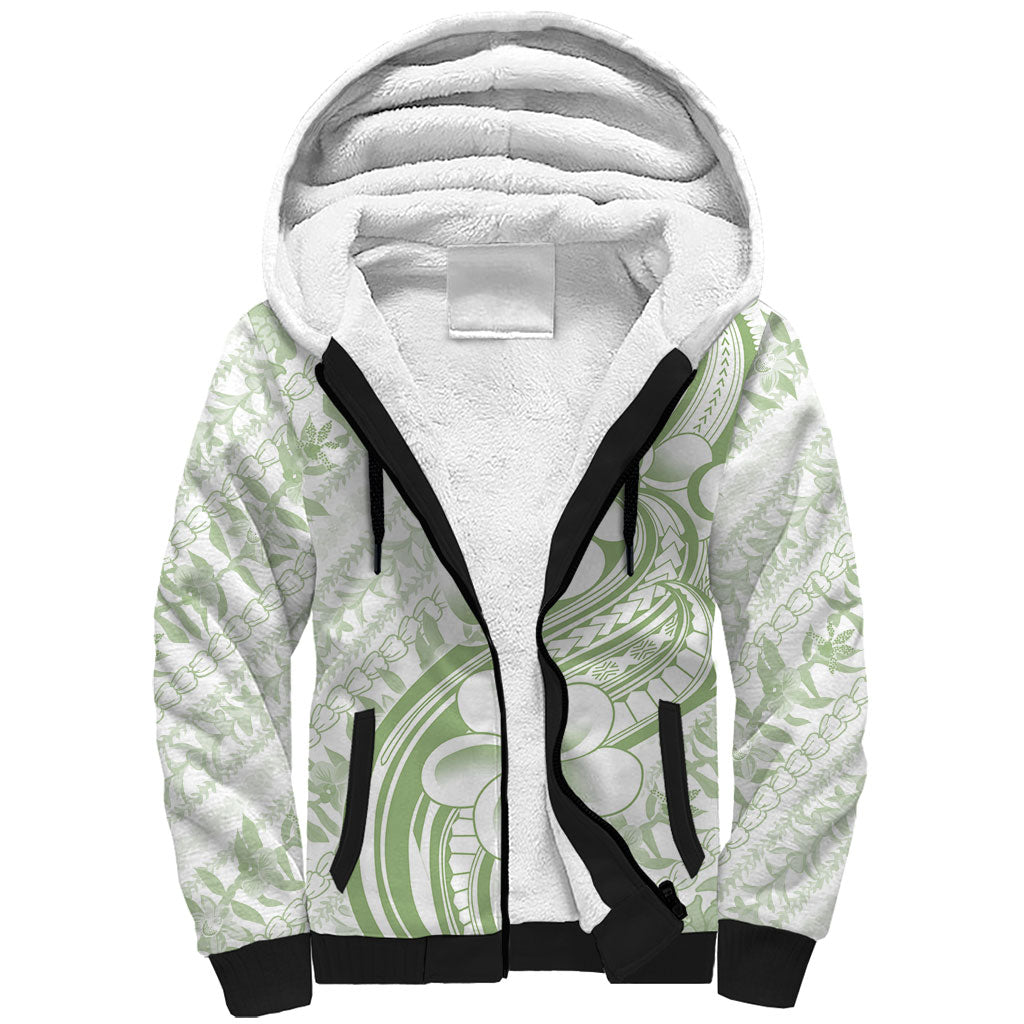 Hawaii Plumeria Lokelani Pikake Lei Sherpa Hoodie Oma'oma'o Polynesian Tattoo