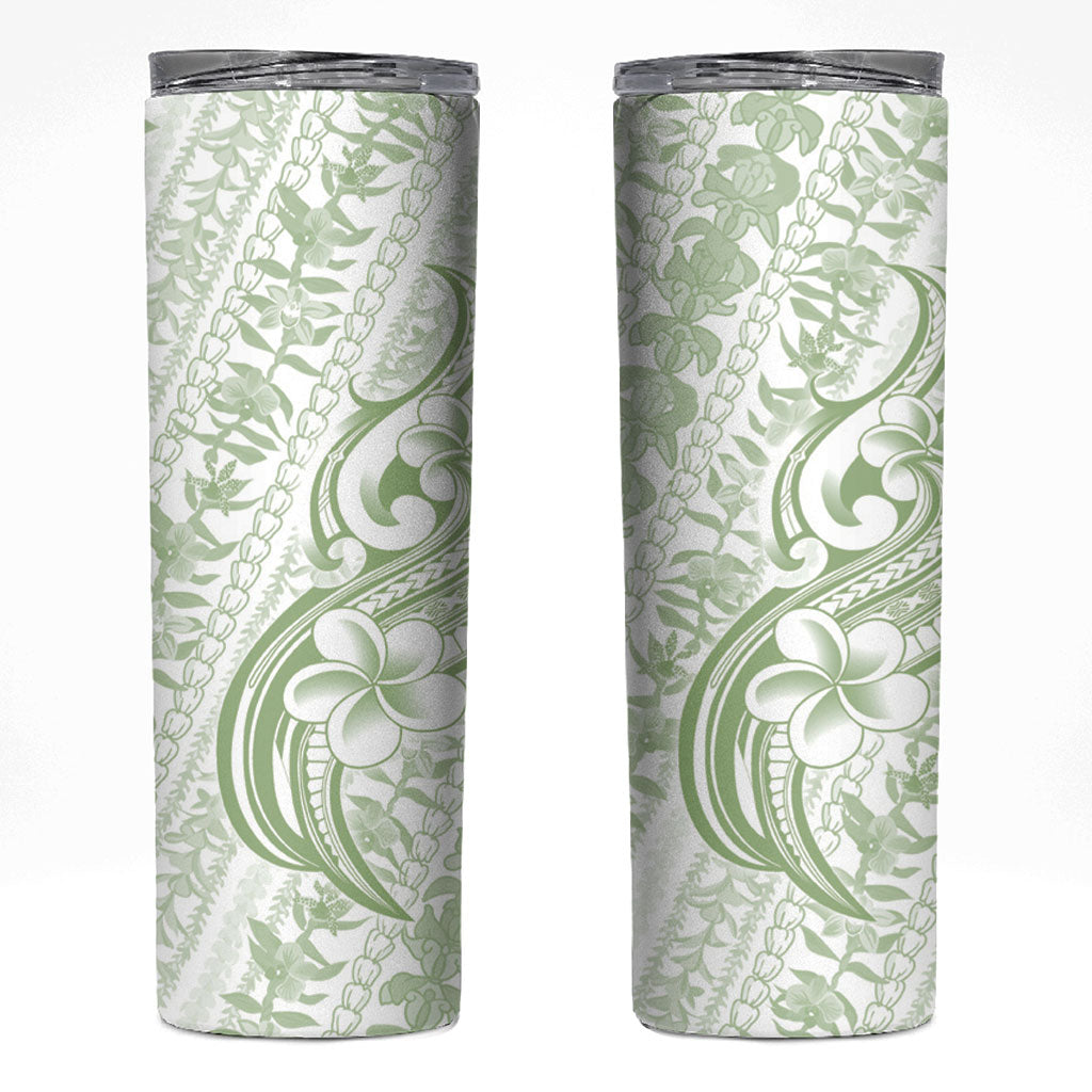 Hawaii Plumeria Lokelani Pikake Lei Skinny Tumbler Oma'oma'o Polynesian Tattoo