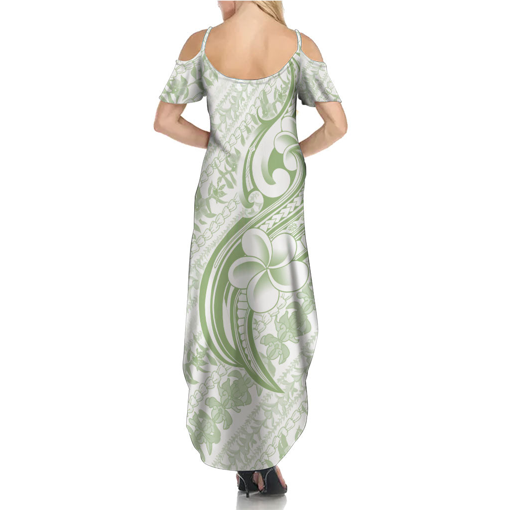Hawaii Plumeria Lokelani Pikake Lei Summer Maxi Dress Oma'oma'o Polynesian Tattoo