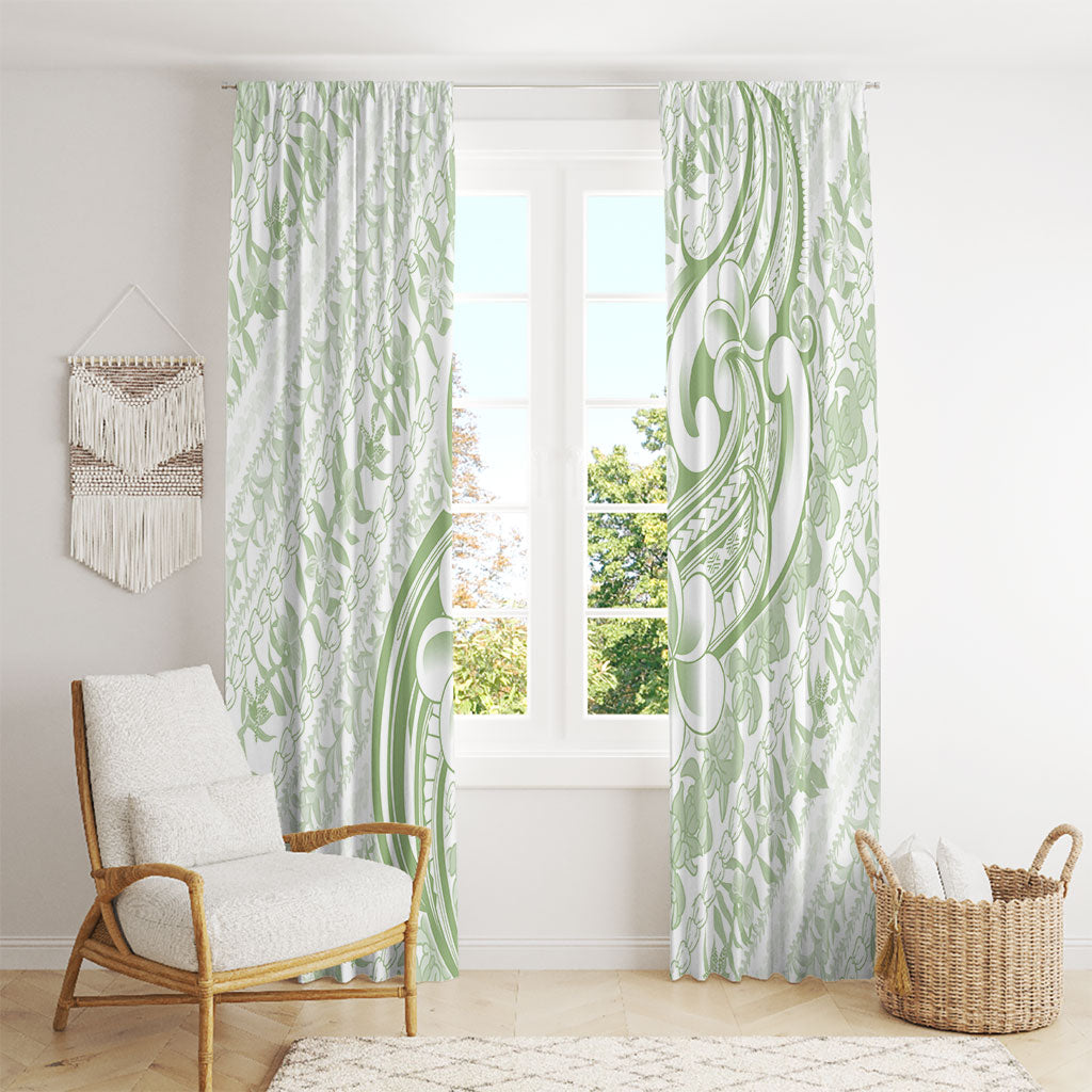 Hawaii Plumeria Lokelani Pikake Lei Window Curtain Oma'oma'o Polynesian Tattoo