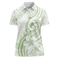 Hawaii Plumeria Lokelani Pikake Lei Women Polo Shirt Oma'oma'o Polynesian Tattoo LT9 Female Green - Polynesian Pride