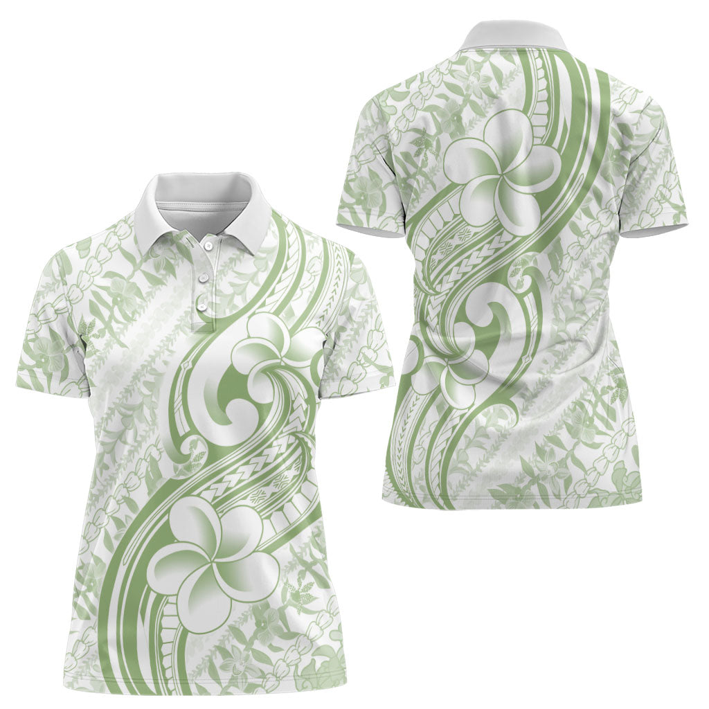 Hawaii Plumeria Lokelani Pikake Lei Women Polo Shirt Oma'oma'o Polynesian Tattoo LT9 - Polynesian Pride