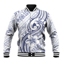 Hawaii Plumeria Lokelani Pikake Lei Baseball Jacket Navy Blue Polynesian Tattoo
