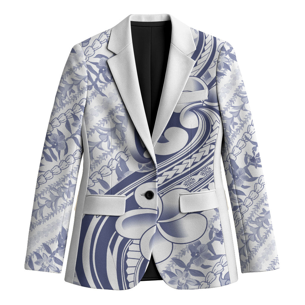Hawaii Plumeria Lokelani Pikake Lei Blazer Navy Blue Polynesian Tattoo