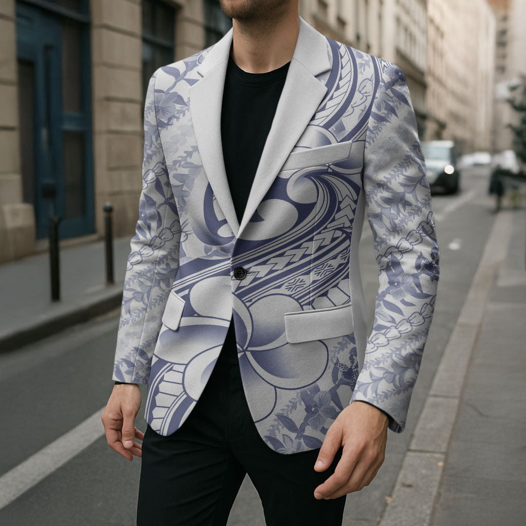 Hawaii Plumeria Lokelani Pikake Lei Blazer Navy Blue Polynesian Tattoo