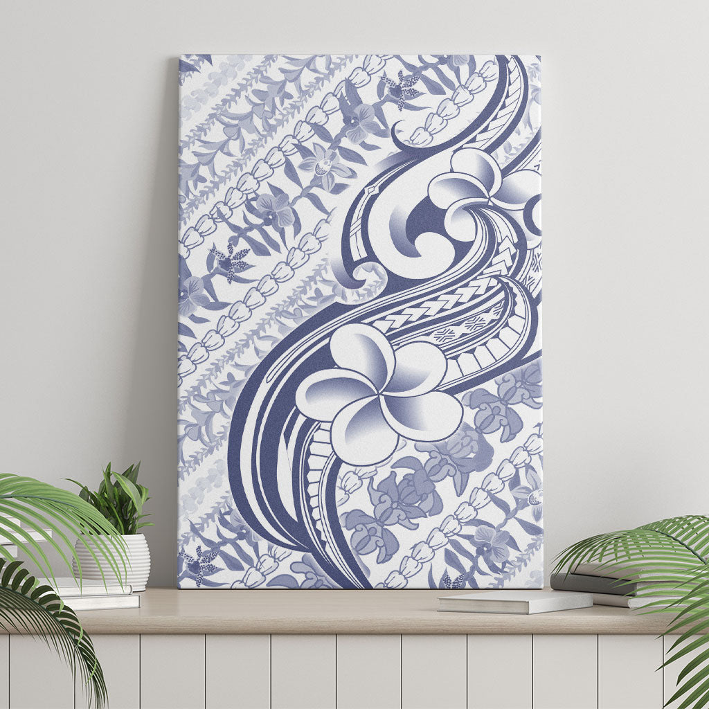 Hawaii Plumeria Lokelani Pikake Lei Canvas Wall Art Navy Blue Polynesian Tattoo LT9 - Polynesian Pride