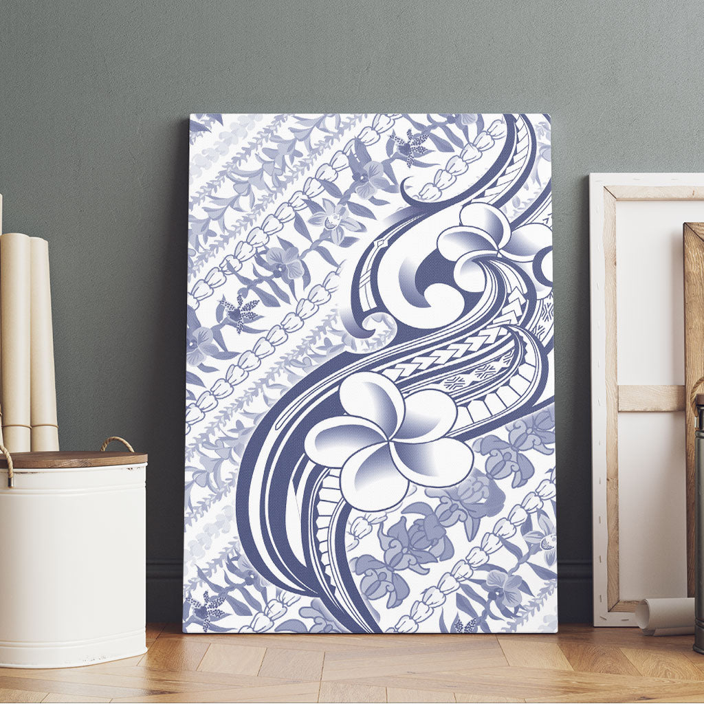 Hawaii Plumeria Lokelani Pikake Lei Canvas Wall Art Navy Blue Polynesian Tattoo LT9 - Polynesian Pride