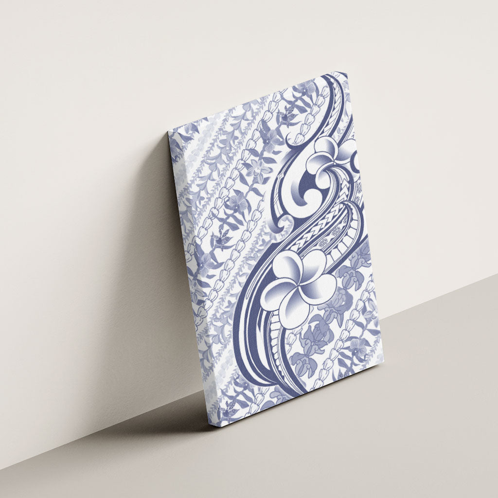 Hawaii Plumeria Lokelani Pikake Lei Canvas Wall Art Navy Blue Polynesian Tattoo LT9 - Polynesian Pride