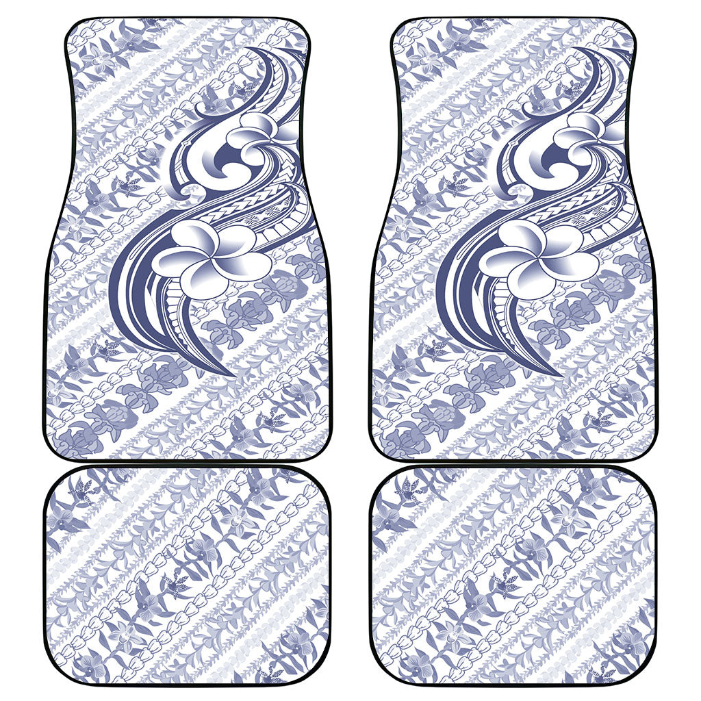 Hawaii Plumeria Lokelani Pikake Lei Car Mats Navy Blue Polynesian Tattoo