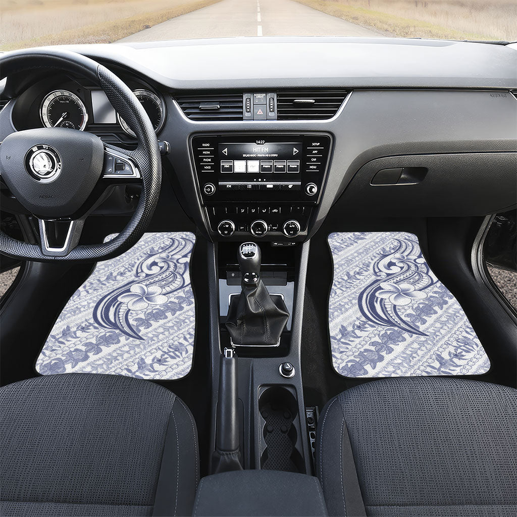 Hawaii Plumeria Lokelani Pikake Lei Car Mats Navy Blue Polynesian Tattoo