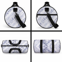 Hawaii Plumeria Lokelani Pikake Lei Duffle Bag Navy Blue Polynesian Tattoo LT9 - Polynesian Pride