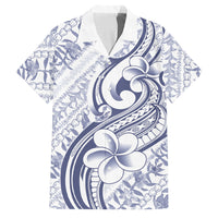 Hawaii Plumeria Lokelani Pikake Lei Family Matching Off The Shoulder Long Sleeve Dress and Hawaiian Shirt Navy Blue Polynesian Tattoo LT9 Dad's Shirt - Short Sleeve Navy Blue - Polynesian Pride