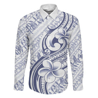 Hawaii Plumeria Lokelani Pikake Lei Family Matching Off Shoulder Maxi Dress and Hawaiian Shirt Navy Blue Polynesian Tattoo LT9 Dad's Shirt - Long Sleeve Navy Blue - Polynesian Pride