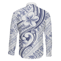 Hawaii Plumeria Lokelani Pikake Lei Family Matching Short Sleeve Bodycon Dress and Hawaiian Shirt Navy Blue Polynesian Tattoo LT9 - Polynesian Pride