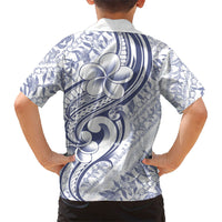 Hawaii Plumeria Lokelani Pikake Lei Family Matching Tank Maxi Dress and Hawaiian Shirt Navy Blue Polynesian Tattoo LT9 - Polynesian Pride