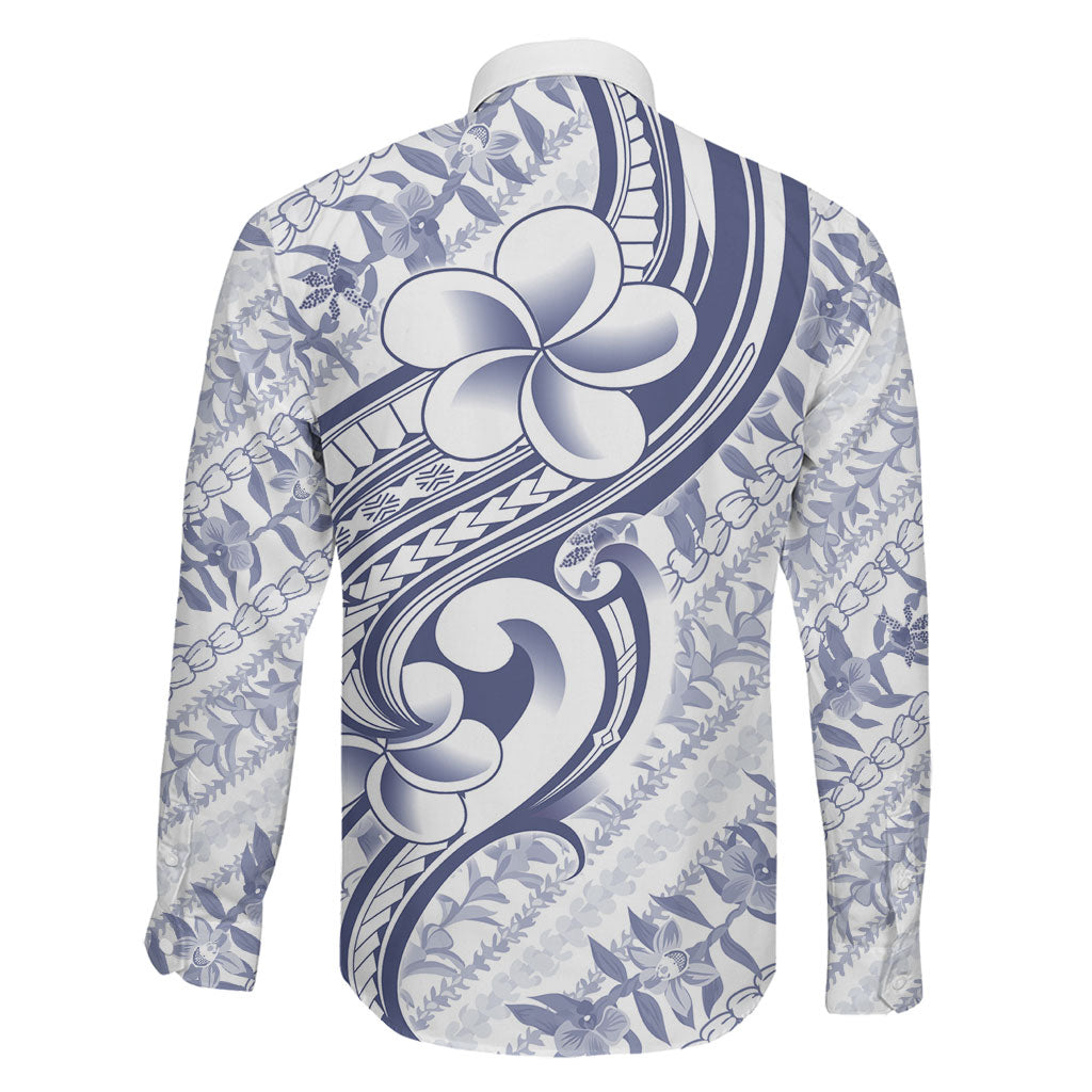 Hawaii Plumeria Lokelani Pikake Lei Family Matching Tank Maxi Dress and Hawaiian Shirt Navy Blue Polynesian Tattoo LT9 - Polynesian Pride
