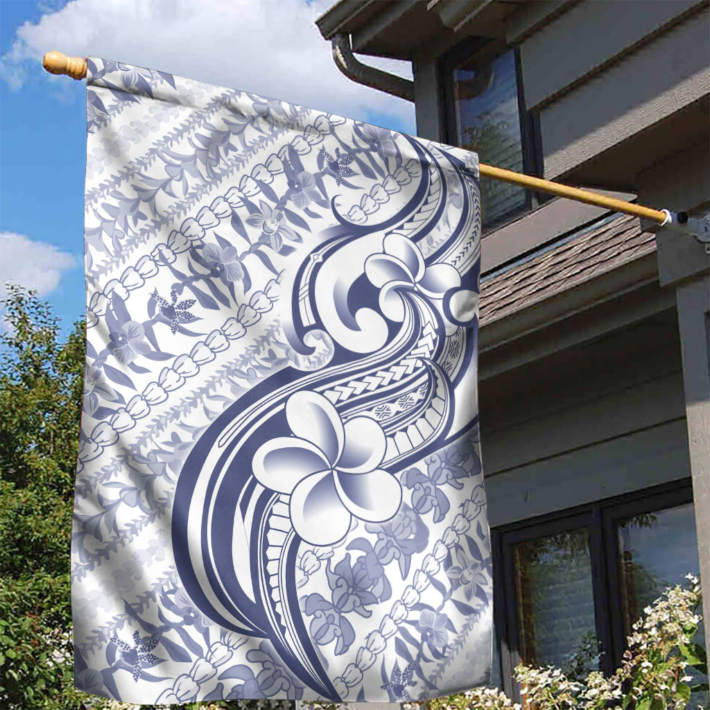 Hawaii Plumeria Lokelani Pikake Lei Garden Flag Navy Blue Polynesian Tattoo