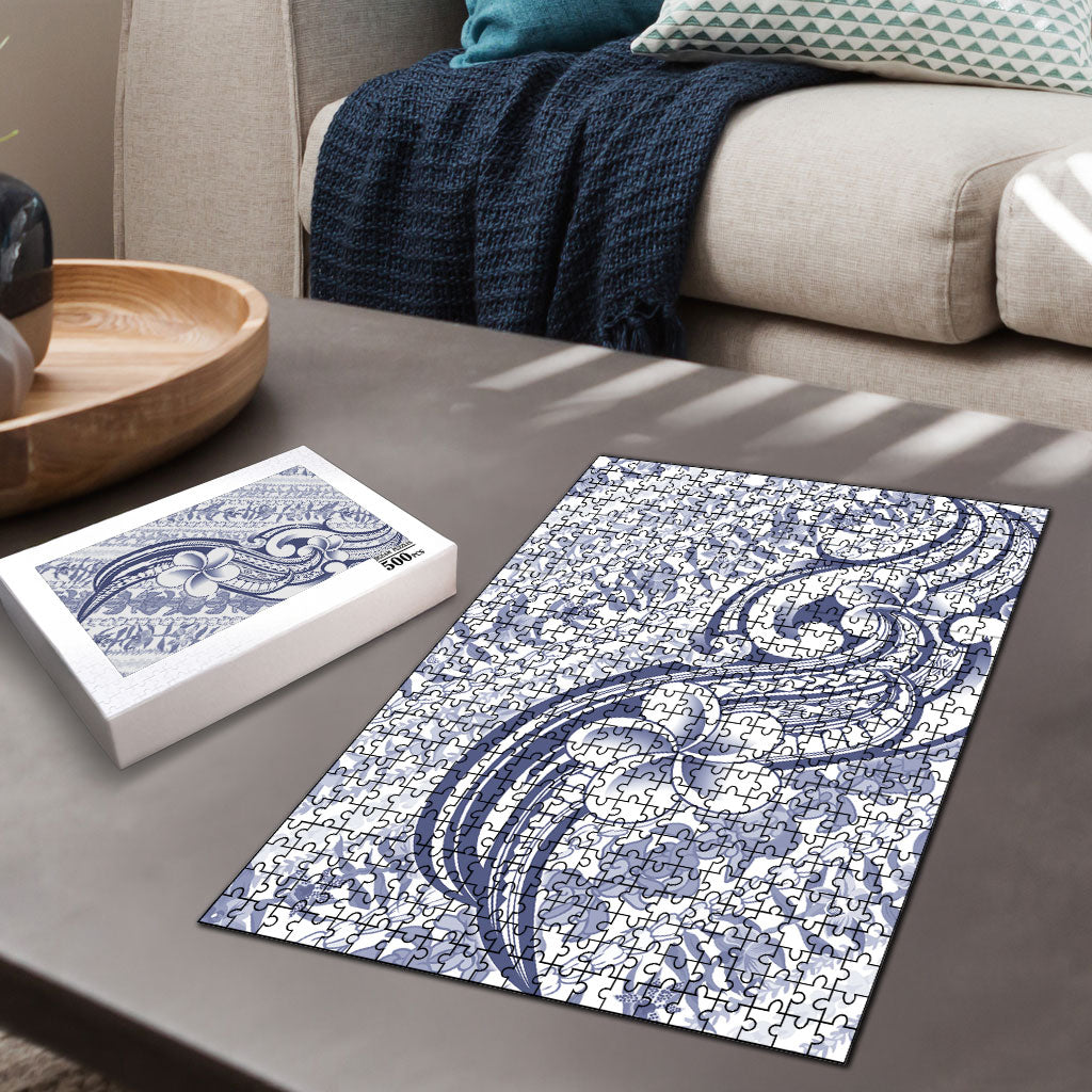 Hawaii Plumeria Lokelani Pikake Lei Puzzle Navy Blue Polynesian Tattoo