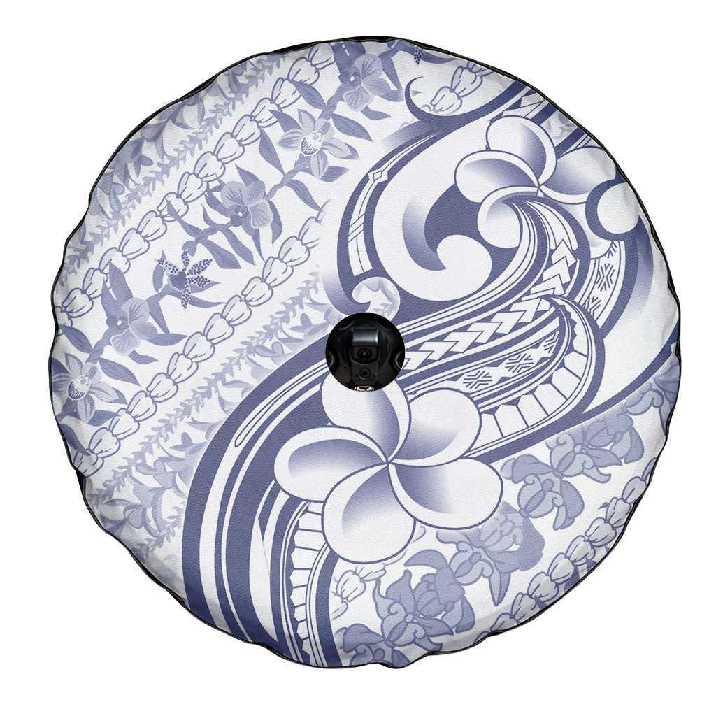 Hawaii Plumeria Lokelani Pikake Lei Spare Tire Cover Navy Blue Polynesian Tattoo