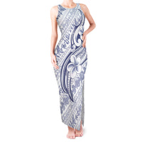 Hawaii Plumeria Lokelani Pikake Lei Tank Maxi Dress Navy Blue Polynesian Tattoo