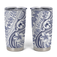 Hawaii Plumeria Lokelani Pikake Lei Tumbler Cup Navy Blue Polynesian Tattoo