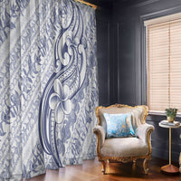 Hawaii Plumeria Lokelani Pikake Lei Window Curtain Navy Blue Polynesian Tattoo LT9 - Polynesian Pride