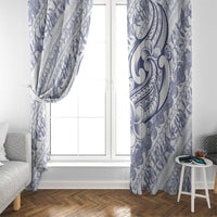 Hawaii Plumeria Lokelani Pikake Lei Window Curtain Navy Blue Polynesian Tattoo LT9 - Polynesian Pride