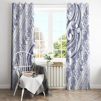 Hawaii Plumeria Lokelani Pikake Lei Window Curtain Navy Blue Polynesian Tattoo LT9 - Polynesian Pride