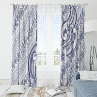 Hawaii Plumeria Lokelani Pikake Lei Window Curtain Navy Blue Polynesian Tattoo LT9 - Polynesian Pride
