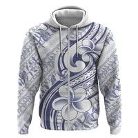 Hawaii Plumeria Lokelani Pikake Lei Zip Hoodie Navy Blue Polynesian Tattoo