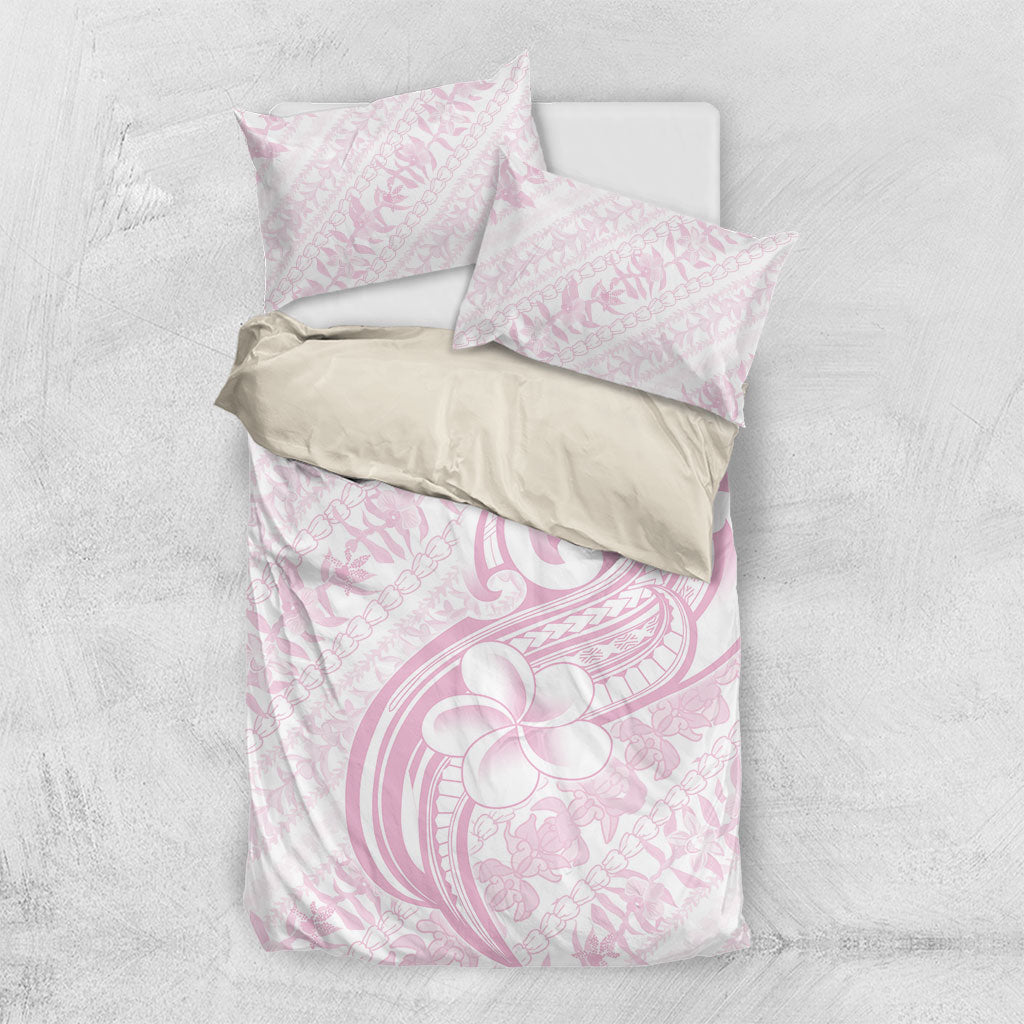 Hawaii Plumeria Lokelani Pikake Lei Bedding Set Poni Mama Polynesian Tattoo LT9 US Twin 172cm x 218cm Pink - Polynesian Pride