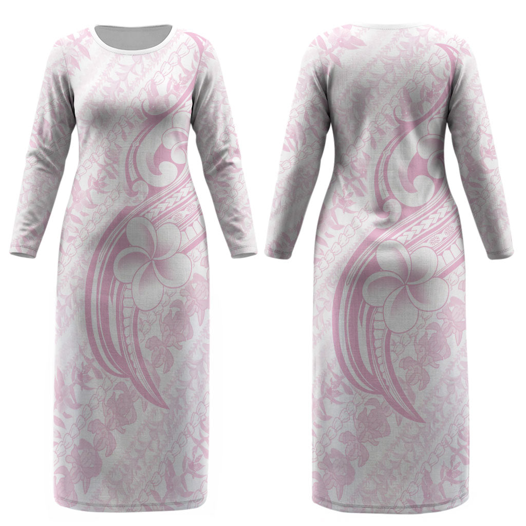 Hawaii Plumeria Lokelani Pikake Lei Couples Matching Long Sleeve Bodycon Dress and Long Sleeve Button Shirt Poni Mama Polynesian Tattoo LT9 - Polynesian Pride