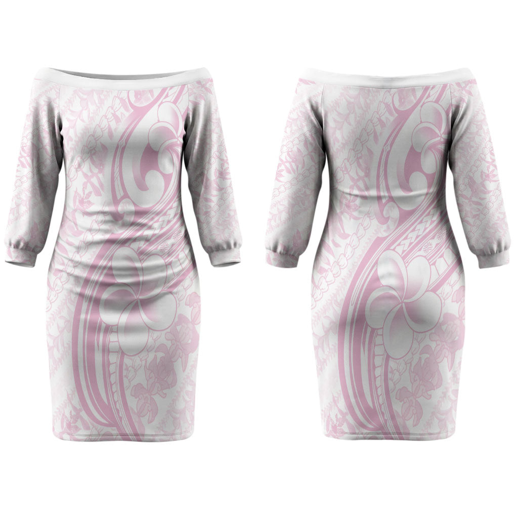 Hawaii Plumeria Lokelani Pikake Lei Couples Matching Off The Shoulder Long Sleeve Dress and Long Sleeve Button Shirt Poni Mama Polynesian Tattoo LT9 - Polynesian Pride