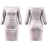 Hawaii Plumeria Lokelani Pikake Lei Couples Matching Off The Shoulder Long Sleeve Dress and Long Sleeve Button Shirt Poni Mama Polynesian Tattoo LT9 - Polynesian Pride