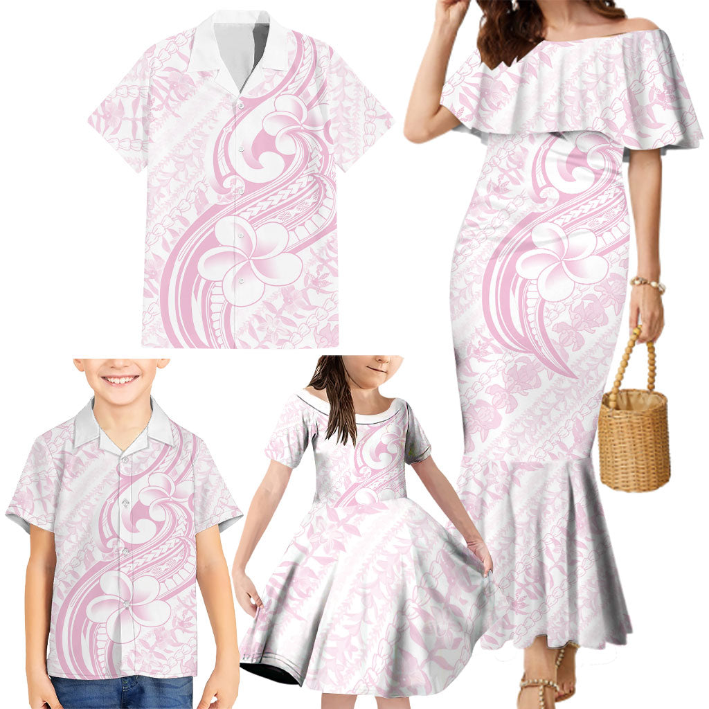 Hawaii Plumeria Lokelani Pikake Lei Family Matching Mermaid Dress and Hawaiian Shirt Poni Mama Polynesian Tattoo LT9 - Polynesian Pride