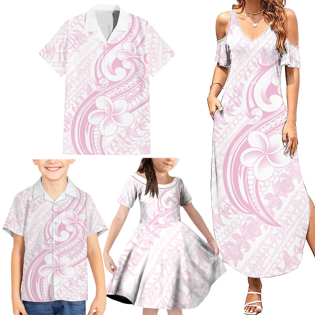 Hawaii Plumeria Lokelani Pikake Lei Family Matching Summer Maxi Dress and Hawaiian Shirt Poni Mama Polynesian Tattoo LT9 - Polynesian Pride