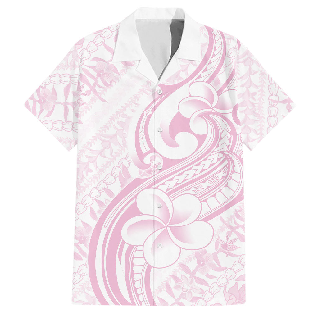 Hawaii Plumeria Lokelani Pikake Lei Family Matching Tank Maxi Dress and Hawaiian Shirt Poni Mama Polynesian Tattoo LT9 Dad's Shirt - Short Sleeve Pink - Polynesian Pride