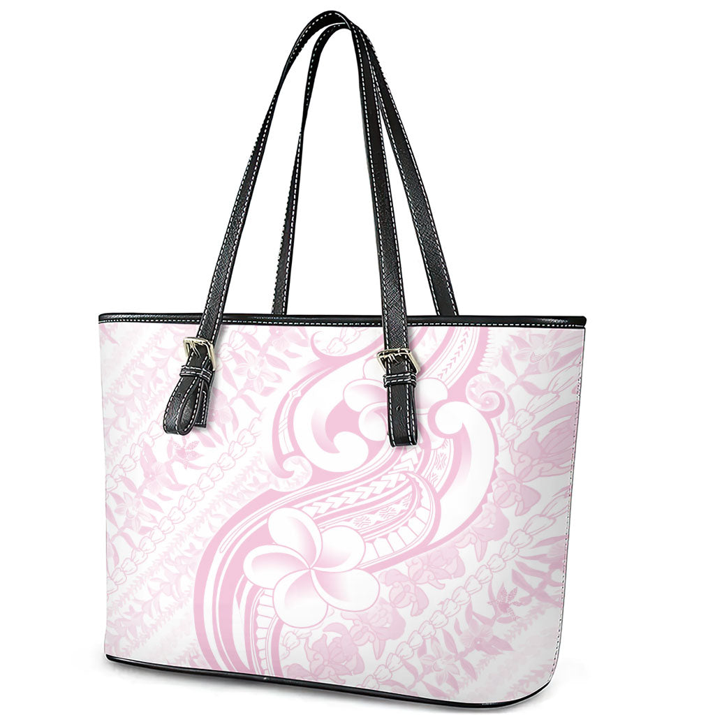 Hawaii Plumeria Lokelani Pikake Lei Leather Tote Bag Poni Mama Polynesian Tattoo