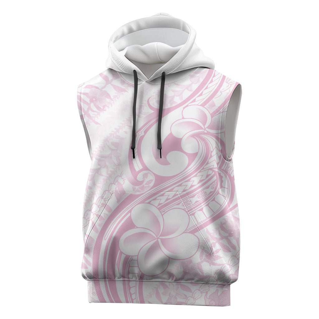 Hawaii Plumeria Lokelani Pikake Lei Sleeveless Hoodie Poni Mama Polynesian Tattoo
