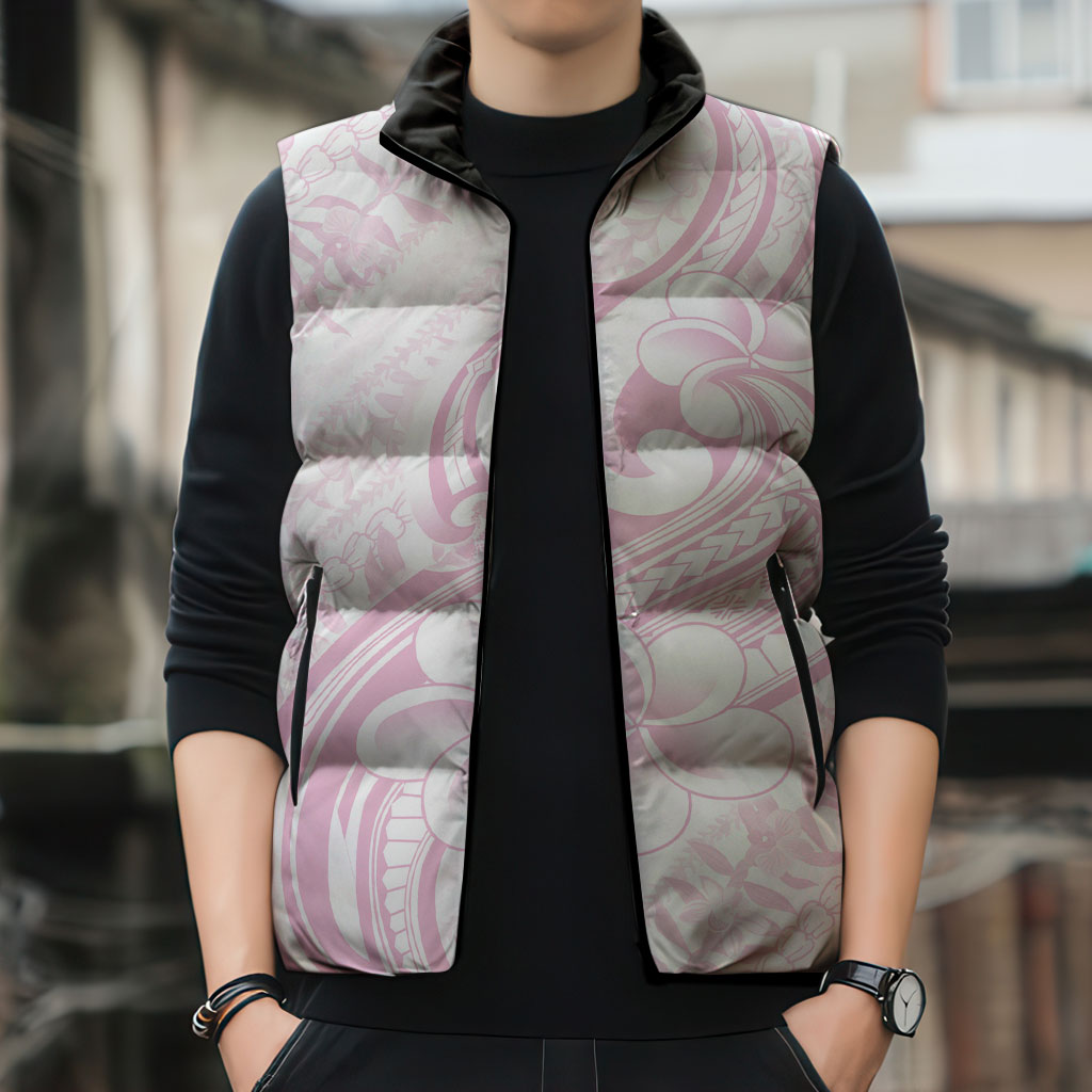 Hawaii Plumeria Lokelani Pikake Lei Sleeveless Puffer Jacket Poni Mama Polynesian Tattoo